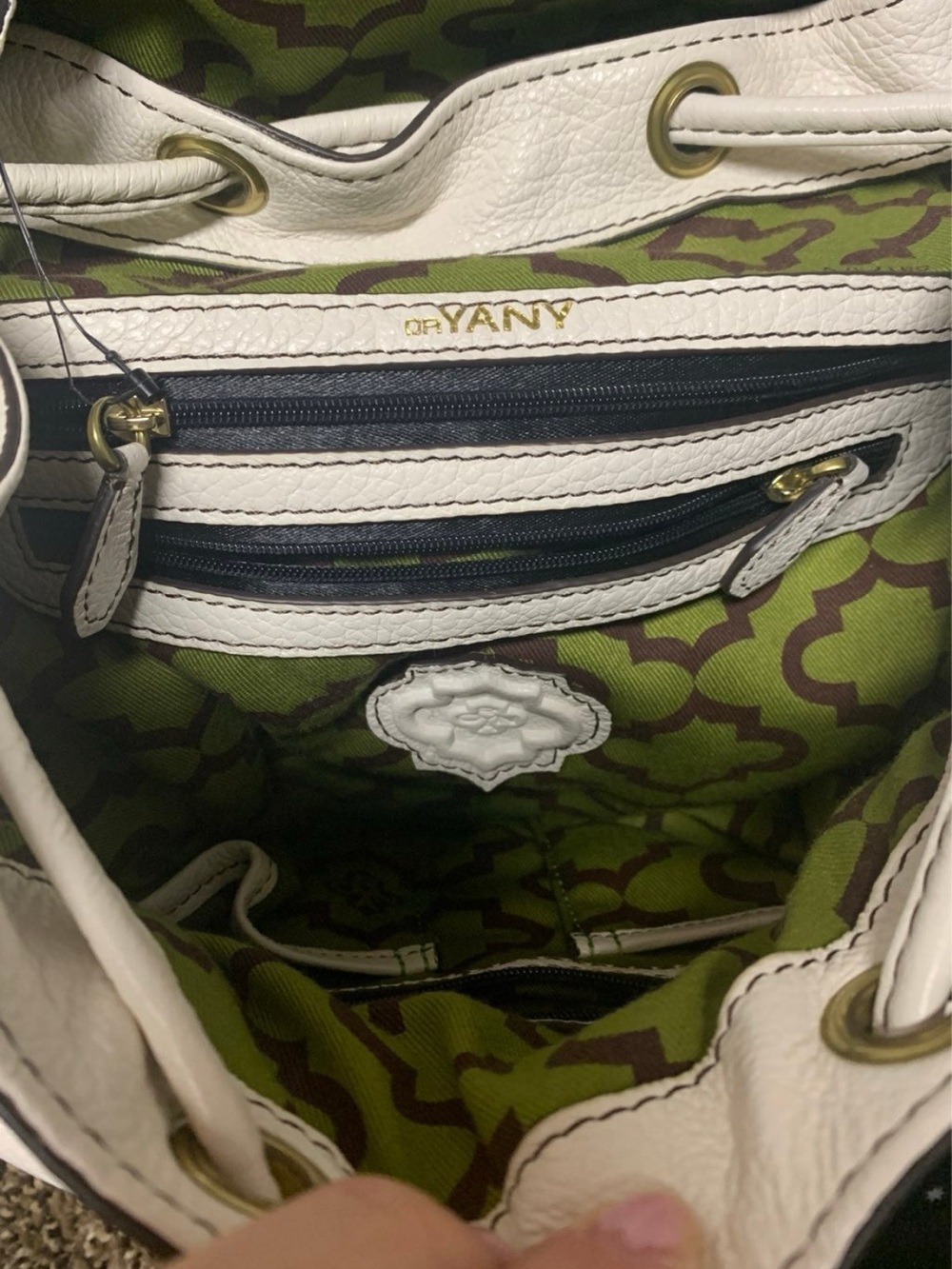 orYANY White Leather Backpack with Front Zip Pocket and Buckle Detail - Picture 7 of 9